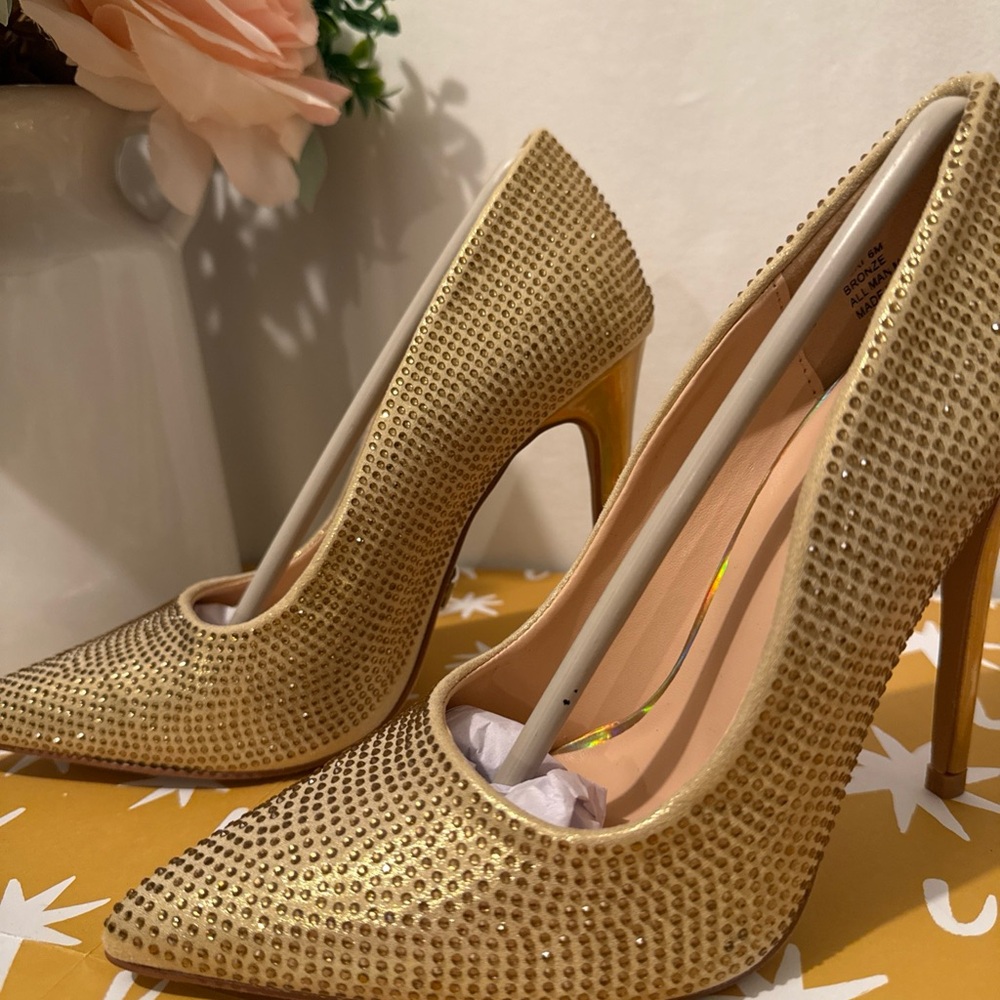 Lauren Lorraine Gold/Bronze Rhinestone Heels